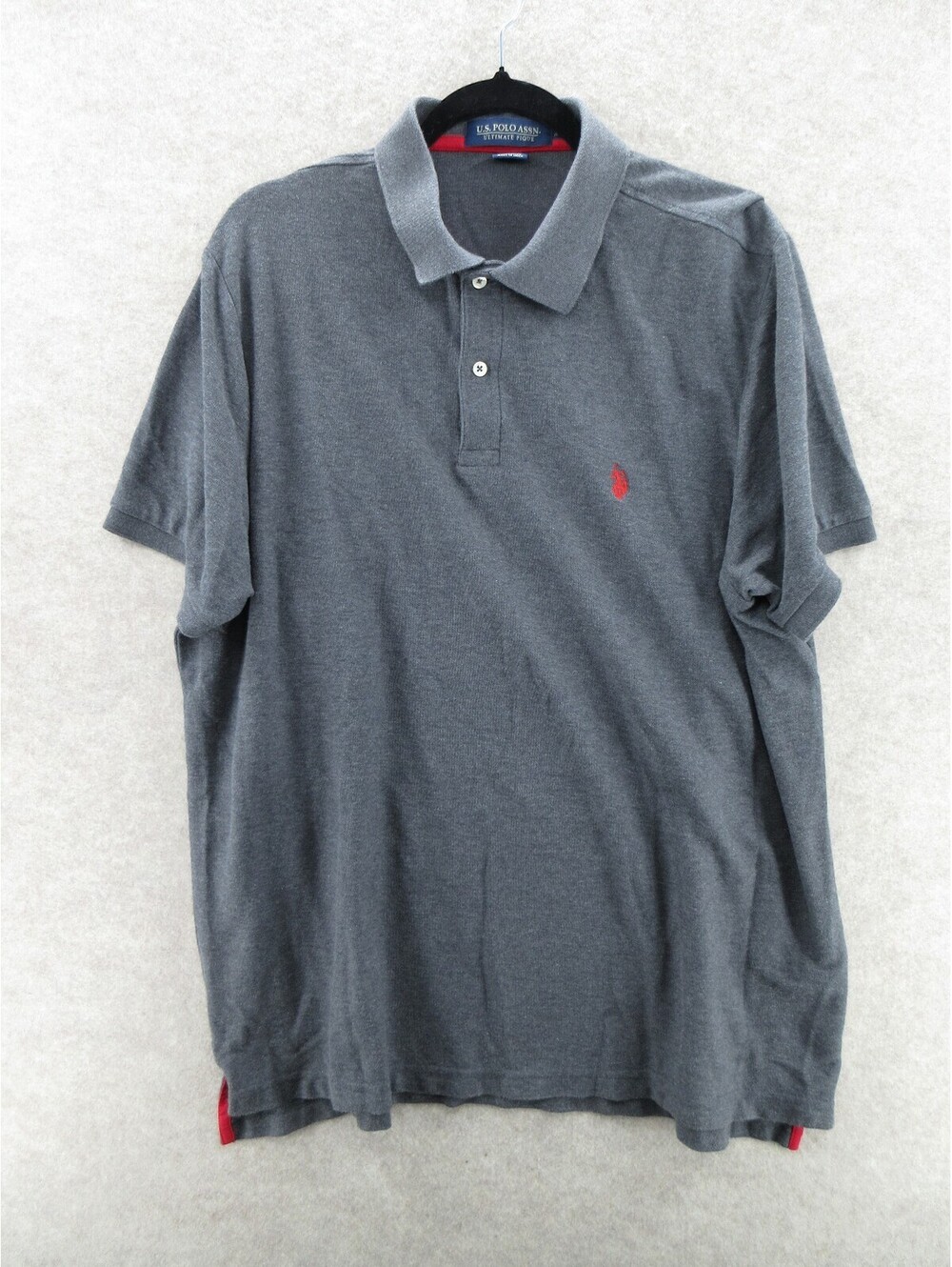 U.S. Polo Assn Ultimate Pique Men's XXL Gray Short Sleeve Polo Shirt Red Logo